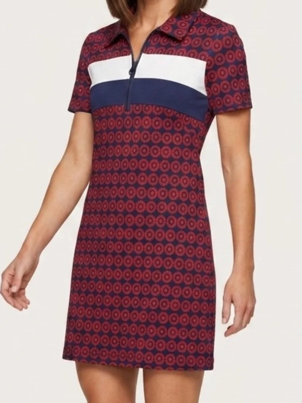 Tory Burch Performance Jacquard Color-Block Dress (S)